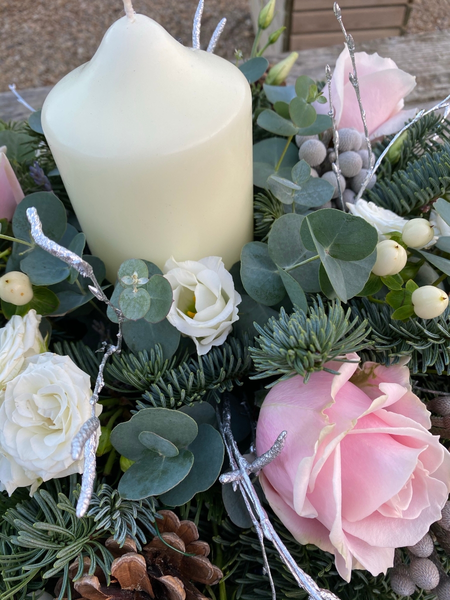 Winter Pinks Chunky Candle Arrangement